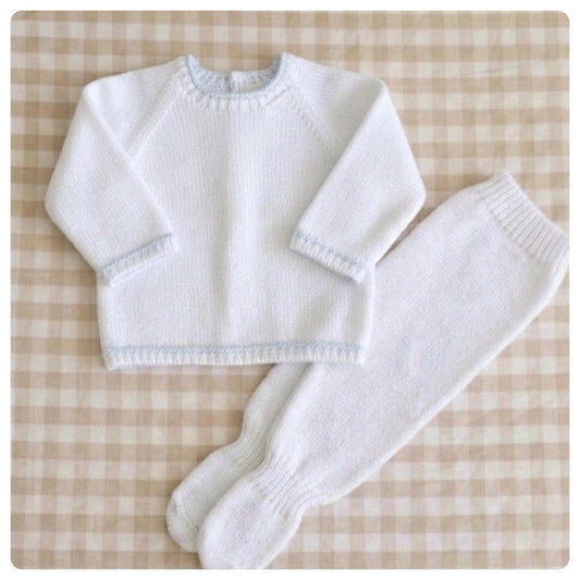 Conjunto dralon blanco y celeste