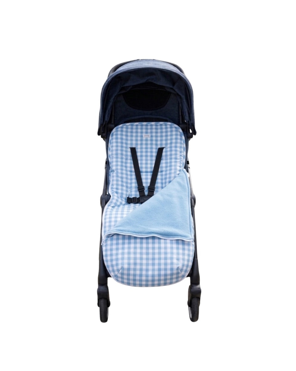 Colchón de coche universal Vichy celeste con manta