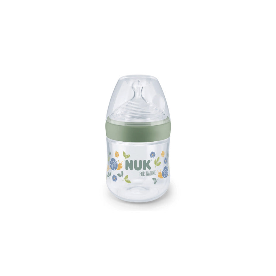 Mamadera 150ml Nuk For Nature anatómica tetina de silicona-Orificio S verde