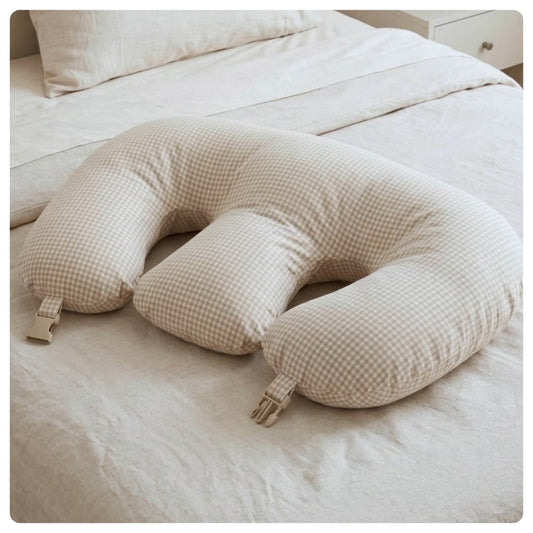Almohadón de lactanciade mellizos vichy beige