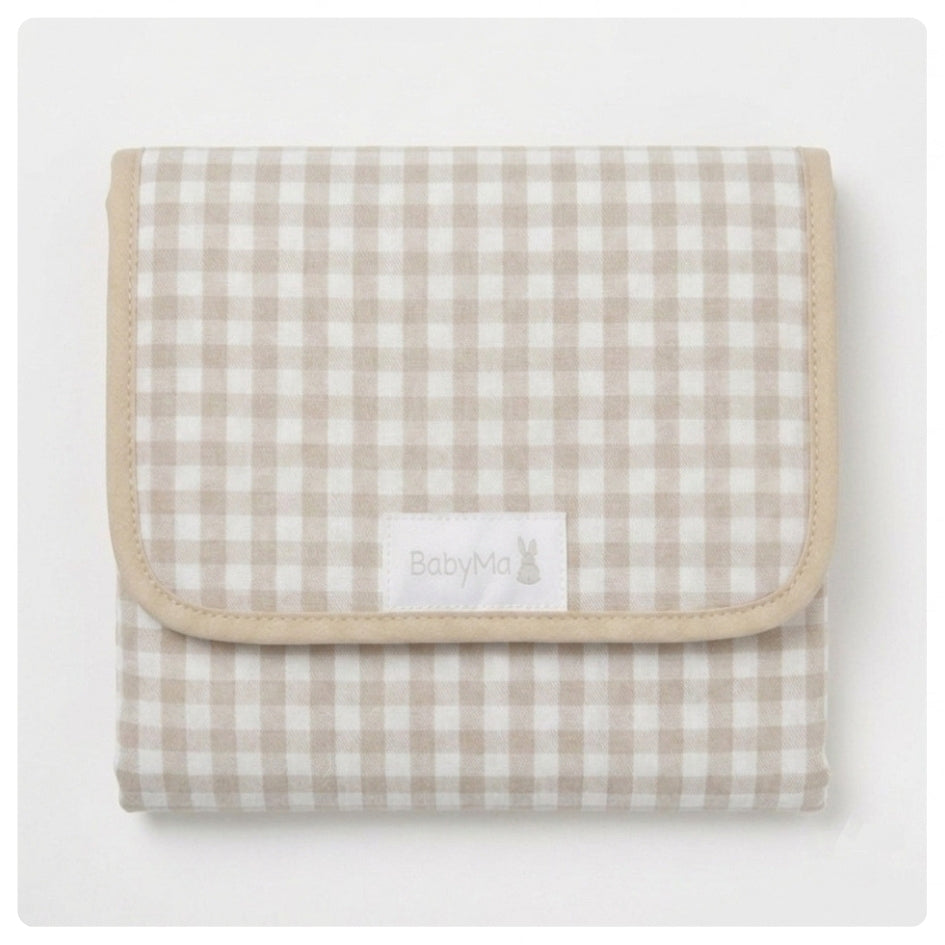 Cambiador portátil con bolsillos vichy beige
