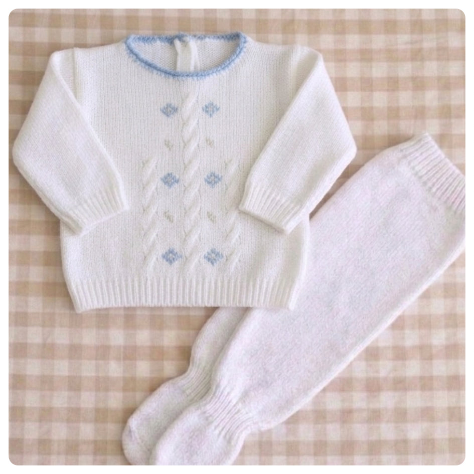 Conjunto dralon blanco y celeste