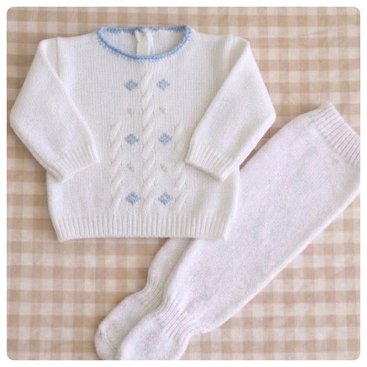 Conjunto dralon blanco y celeste