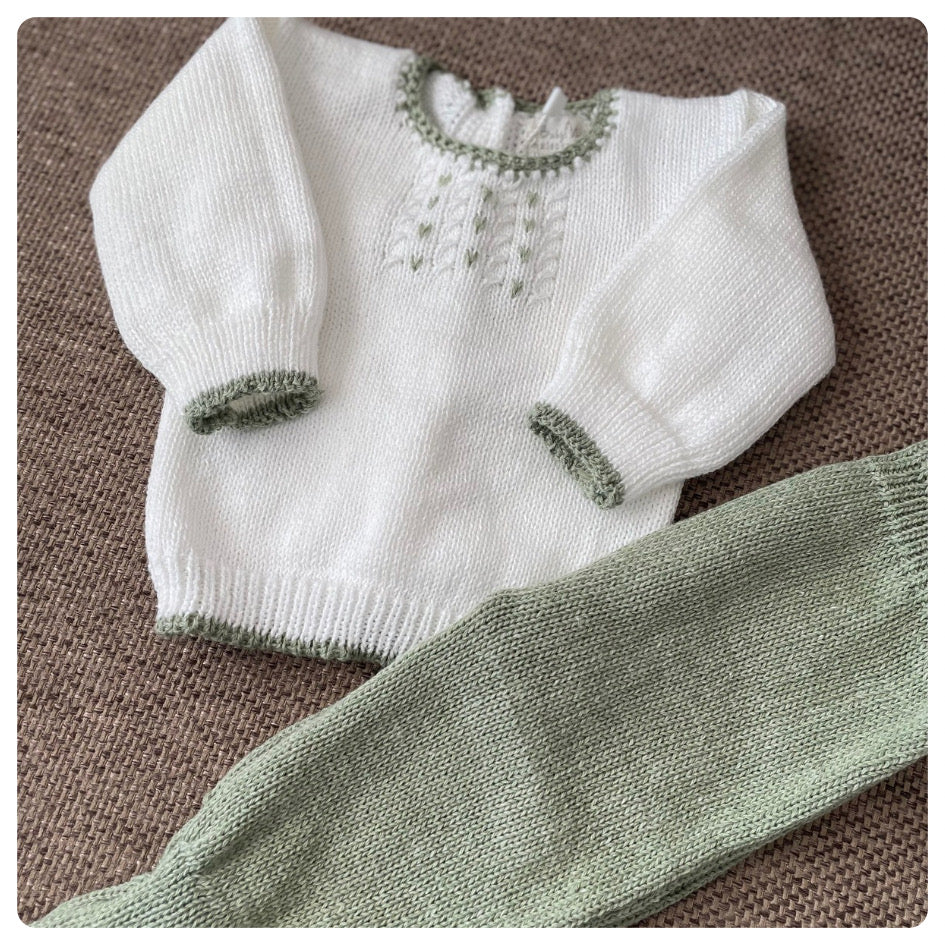 Conjunto hilo blanco y verde