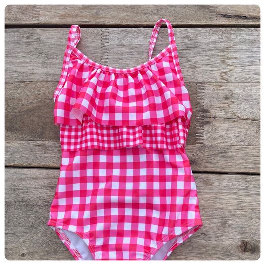 Traje de baño Brillantina cuadros rosados