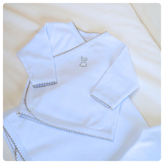 Batita algodón orgánico blanco picot beige