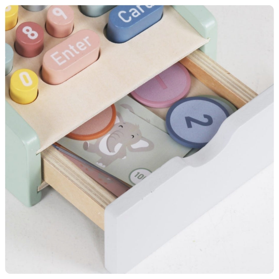 Caja registradora con accesorios