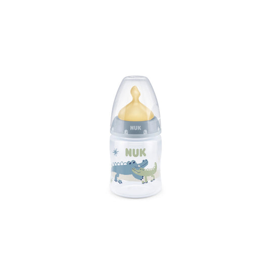 Mamadera 150ml First Choice con control de temperatura azul - látex o silicona