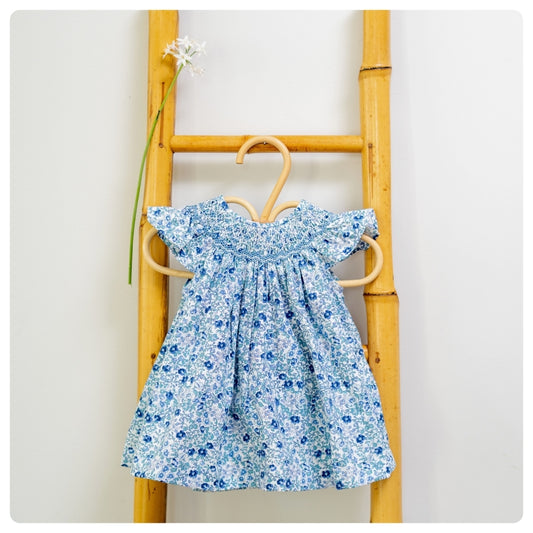 Vestido smock flores azules con bombachudo