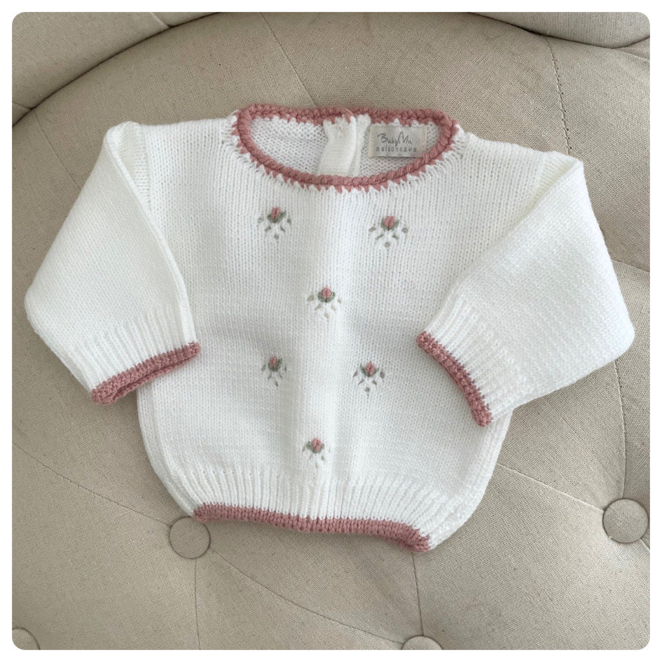Conjunto dralon blanco y rosa viejo