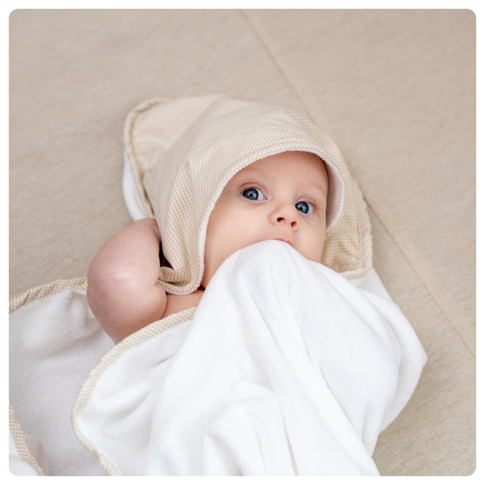 Toallón rectangular Vichy beige