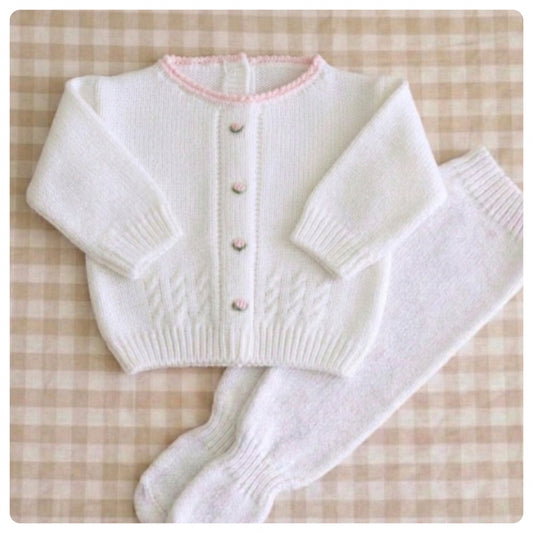 Conjunto dralon blanco y rosado