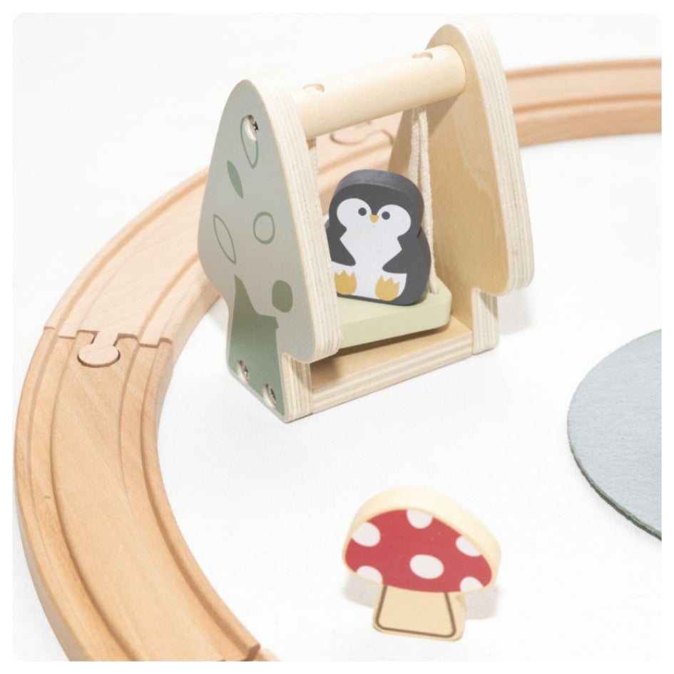 Pista de tren de madera 62 piezas