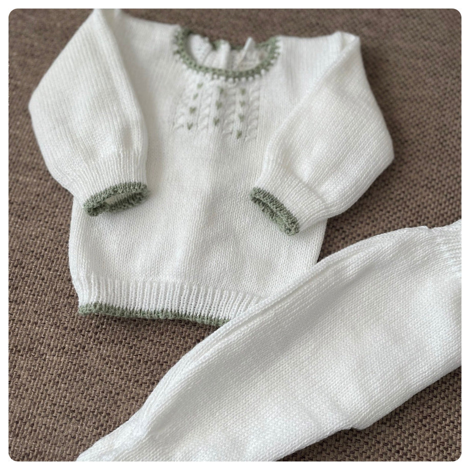 Conjunto hilo blanco y verde