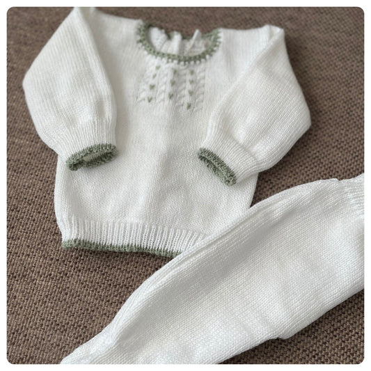 Conjunto hilo blanco y verde
