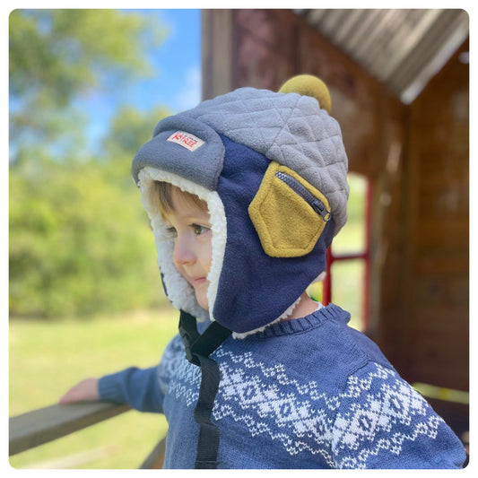 Gorro leñador azul y gris