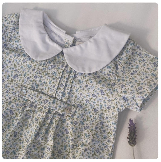 Body Vintage florcitas azules y celestes