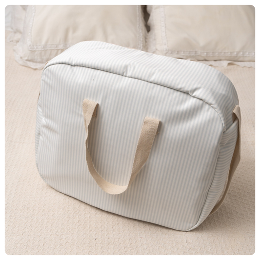 Bolso maternal rayas celestes