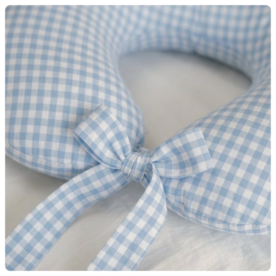 Almohadón de lactancia Vichy celeste grande