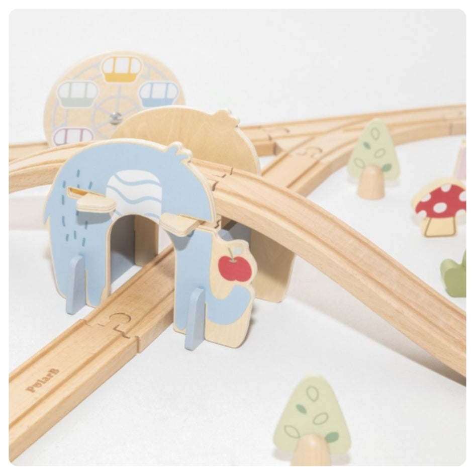 Pista de tren de madera 62 piezas