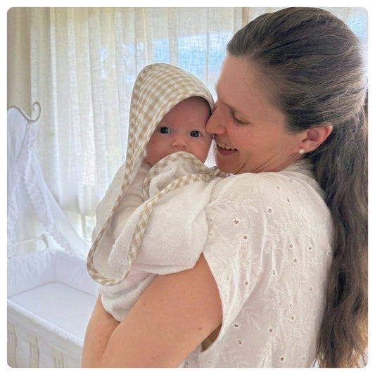 Toallón con sistema agarre Vichy beige