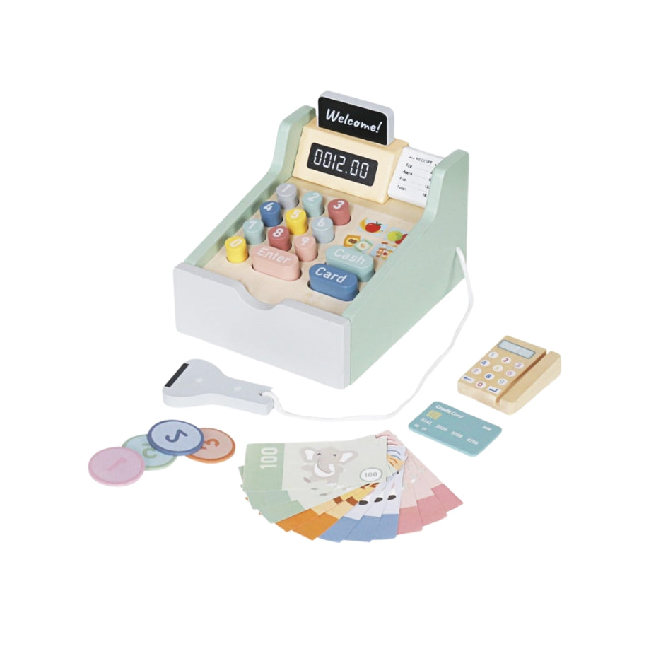 Caja registradora con accesorios