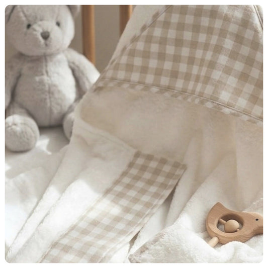 Toallón rectangular Vichy beige