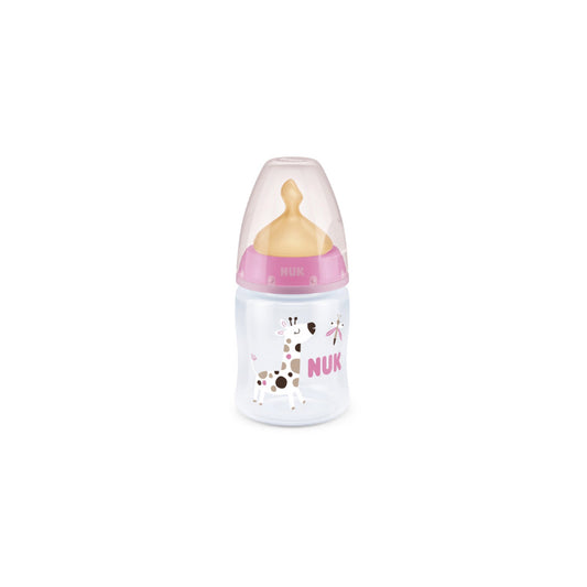 Mamadera 150ml First Choice con control de temperatura rosada - látex o silicona