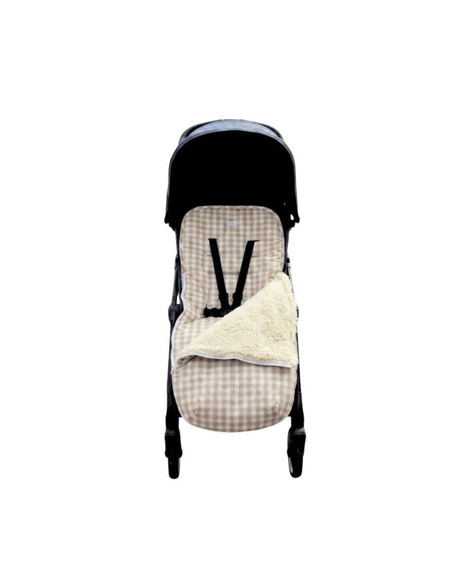 Colchón de coche universal Vichy biege con manta de corderito