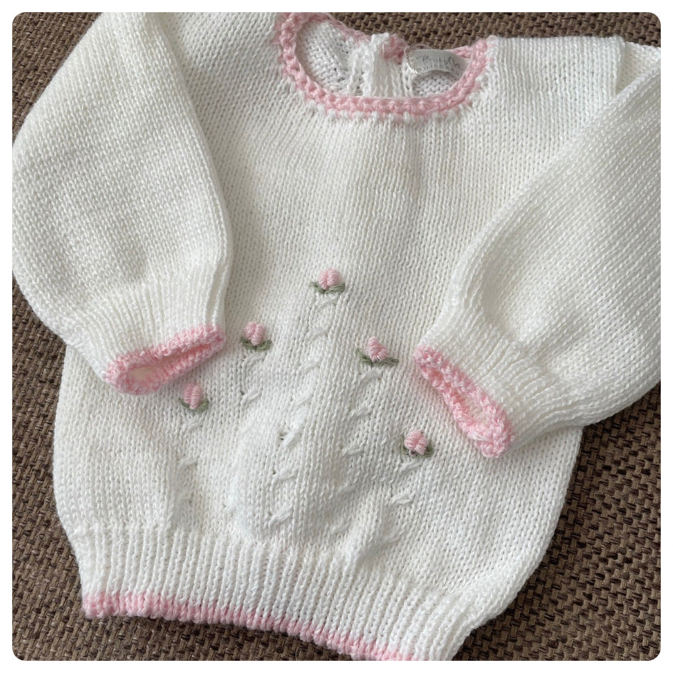 Conjunto hilo blanco y rosado