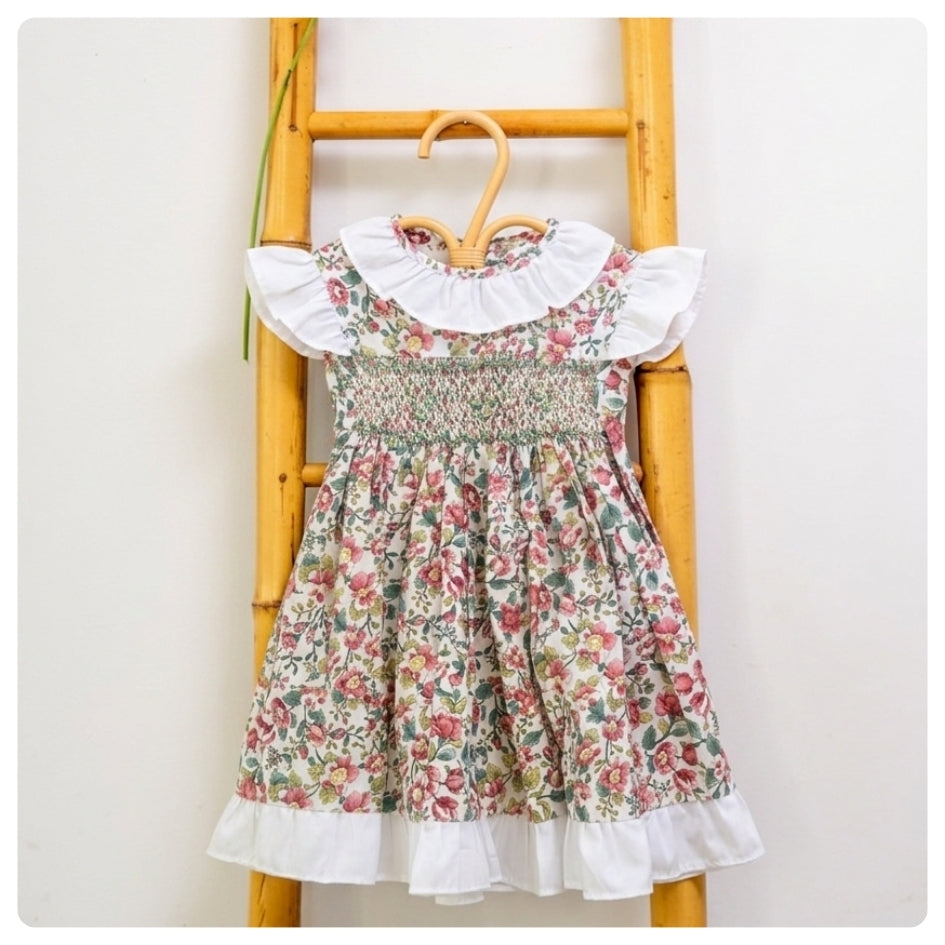 Vestido Smock flores verdes