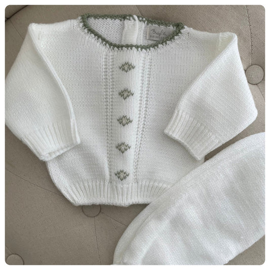 Conjunto dralon blanco y verde seco