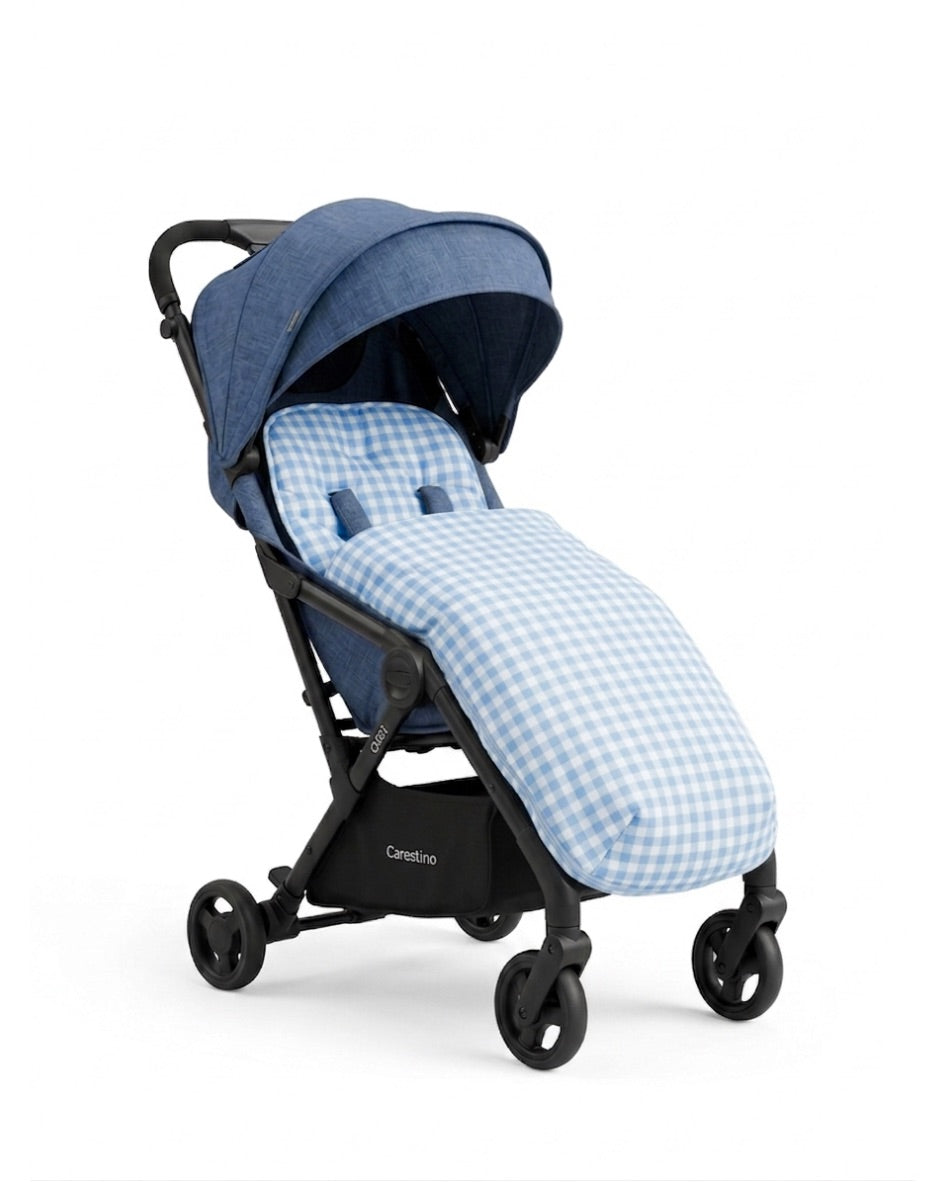 Colchón de coche universal Vichy celeste con manta