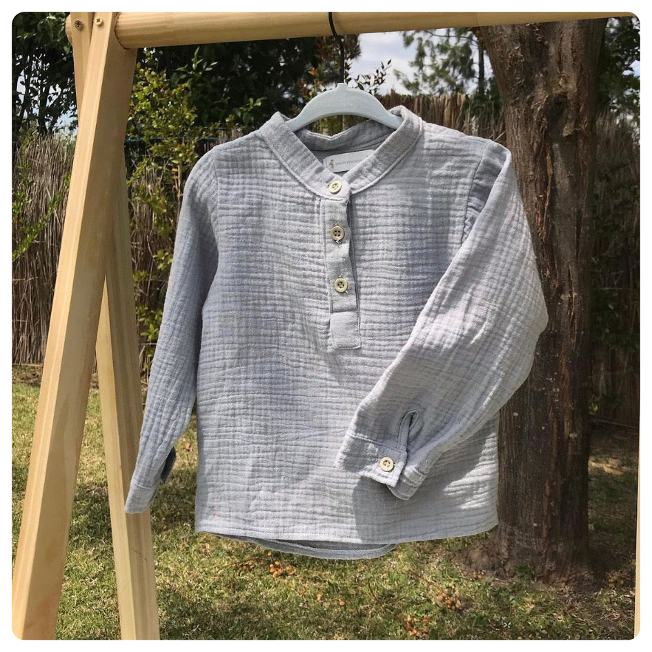 Camisa Mandarin gris