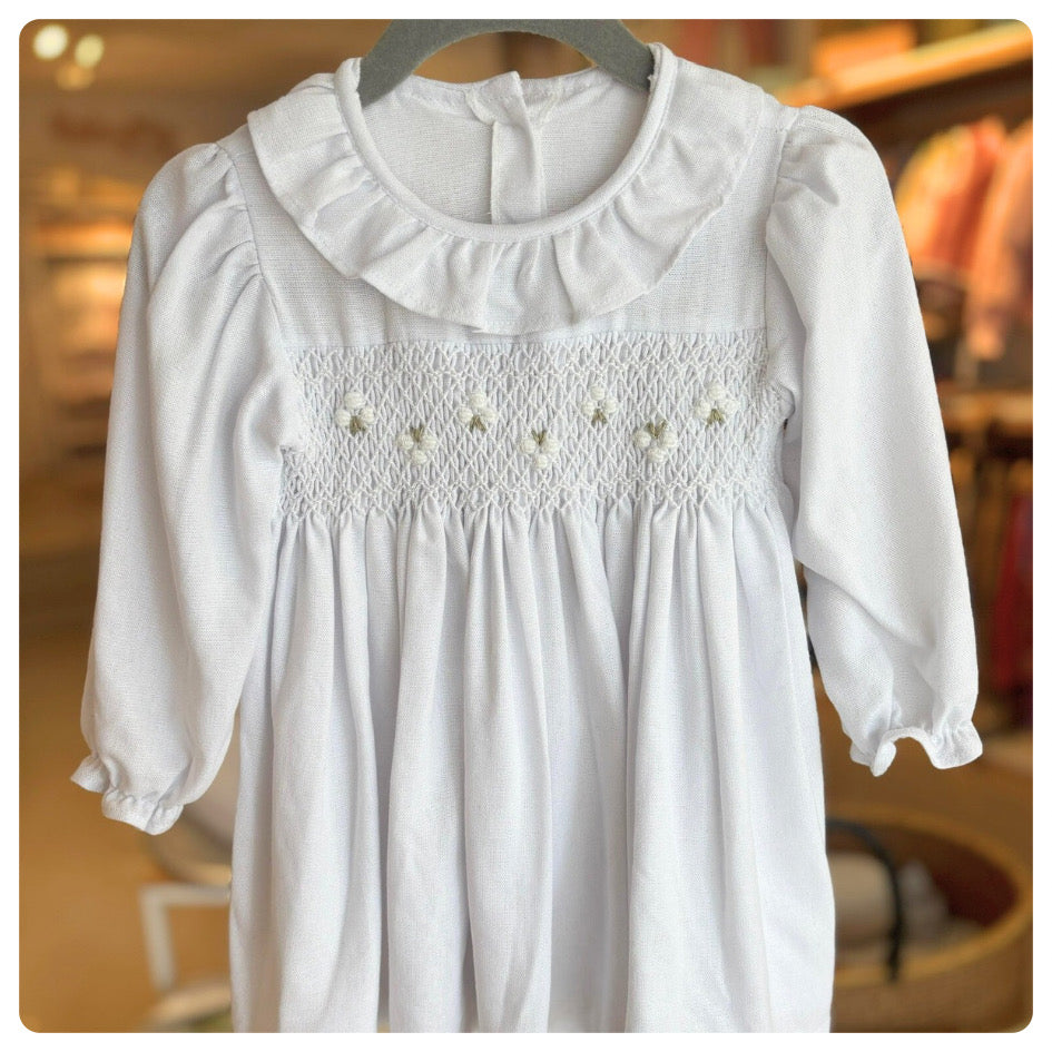 Vestido smock lino blanco