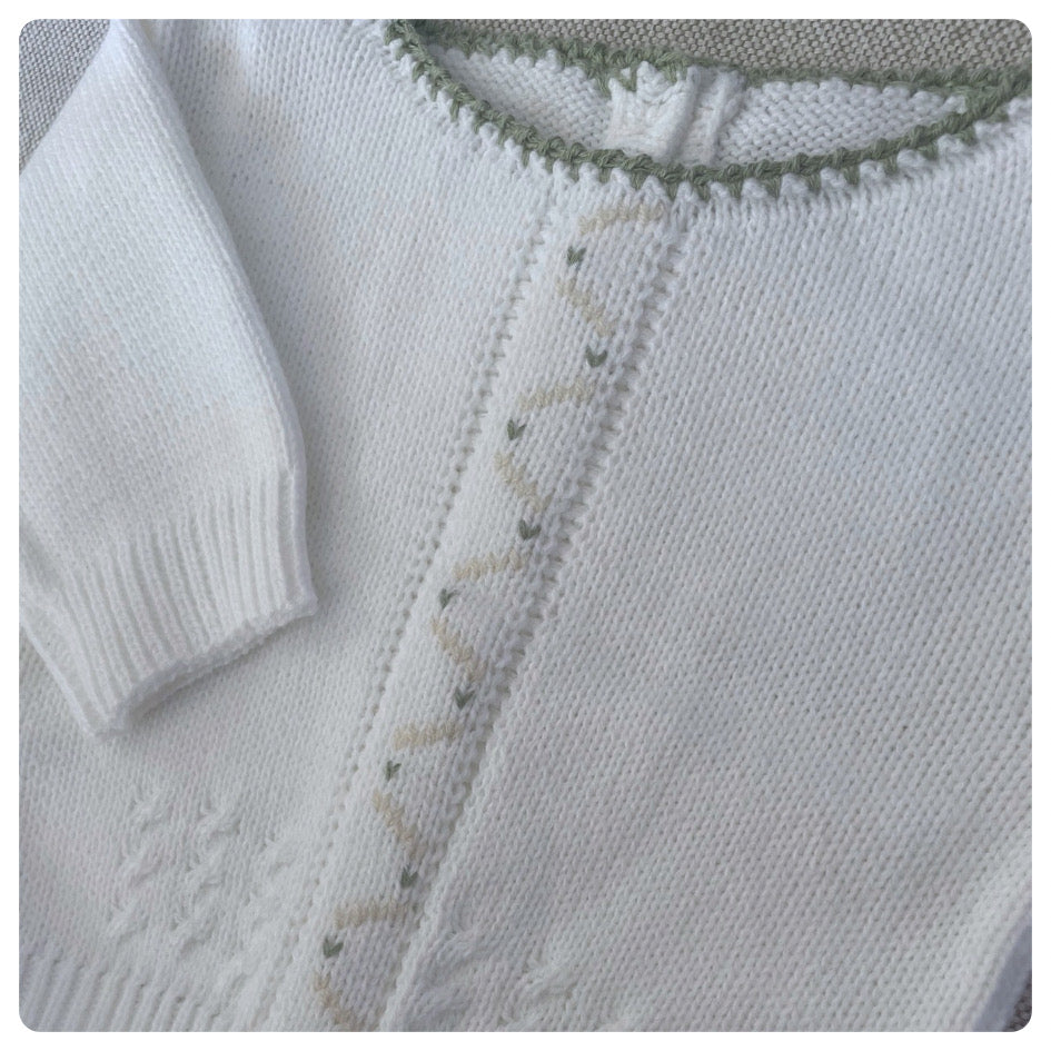 Conjunto dralon blanco y verde seco