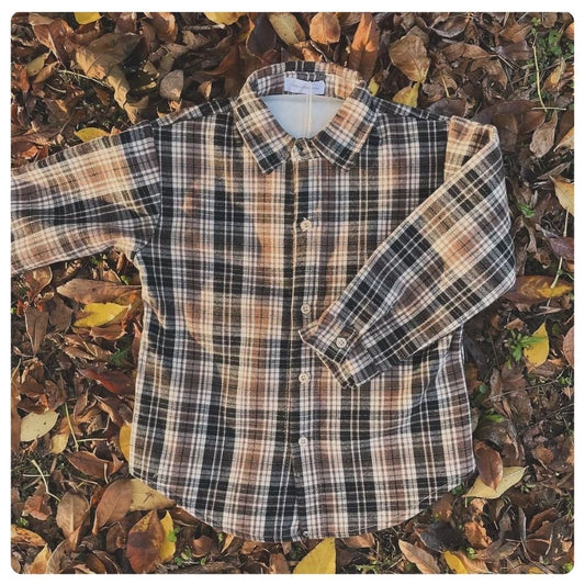 Sobrecamisa forrada en polar cuadros marrones