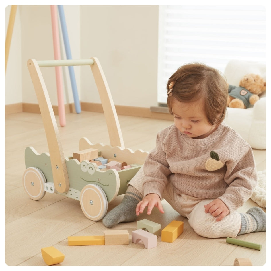 Caminador cocodrilo con 40 bloques de madera