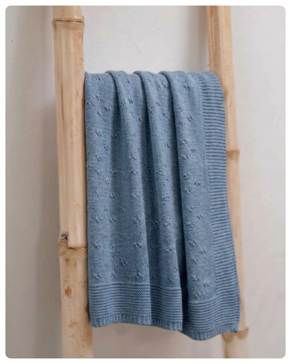 Rebozo hilo o dralon puntitos azul