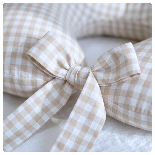 Almohadón de lactancia Vichy beige grande