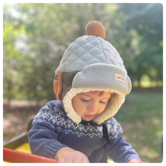 Gorro leñador gris y verde